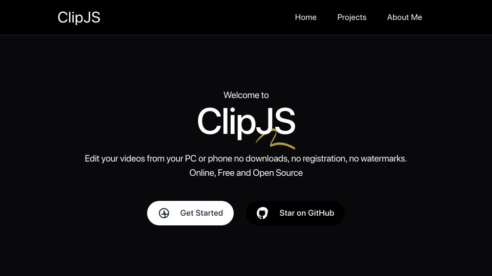 Screenshot of clipjs.vercel.app: Show HN: ClipJS – Edit your videos from a PC or phone
