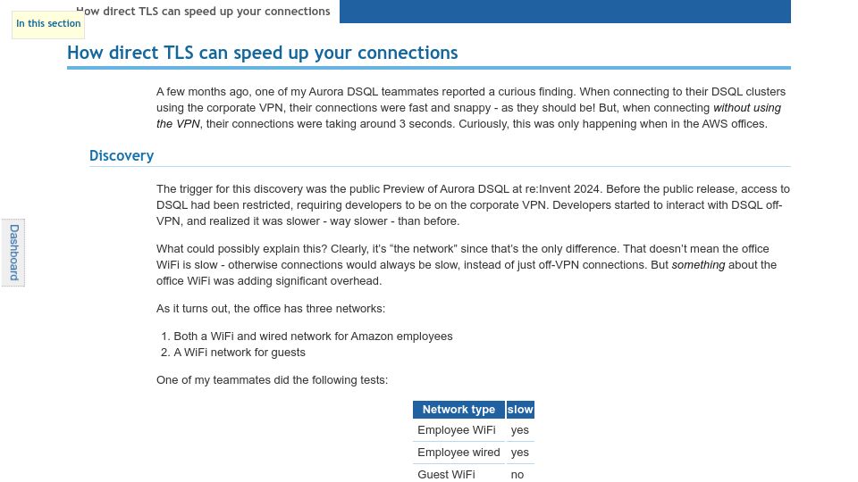 Screenshot of marc-bowes.com: Direct TLS can speed up your connections