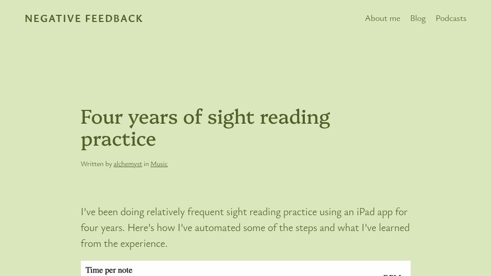 Screenshot of sandrock.co.za: Four years of sight reading practice