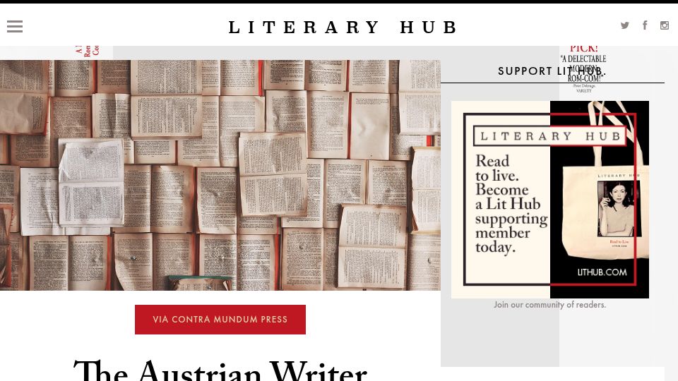 Screenshot of lithub.com: Robert Musil Forgotten Plays Inspired His Greatest Work of Fiction