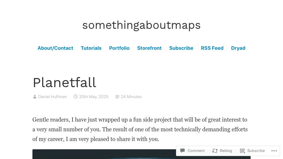 Screenshot of somethingaboutmaps.wordpress.com: Planetfall