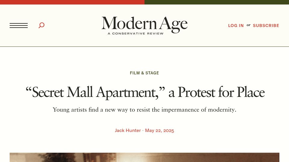 Screenshot of modernagejournal.com: “Secret Mall Apartment,” a Protest for Place