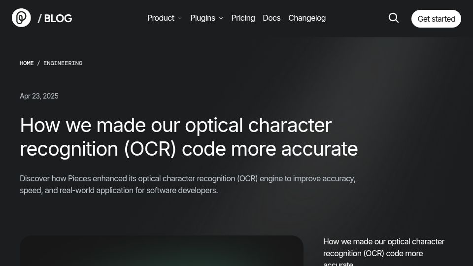 Screenshot of pieces.app: How we made our OCR code more accurate
