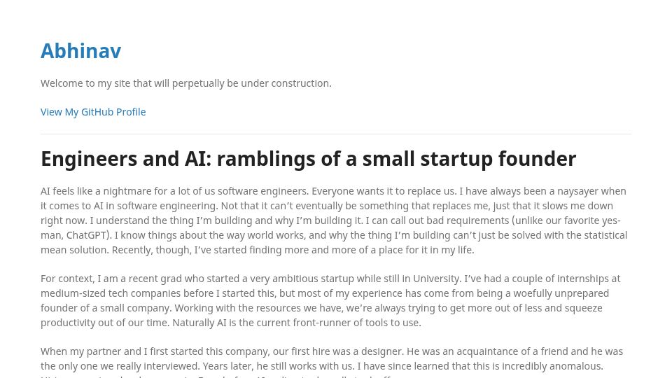 Screenshot of labadal.com: Engineers and AI: ramblings of a small startup founder