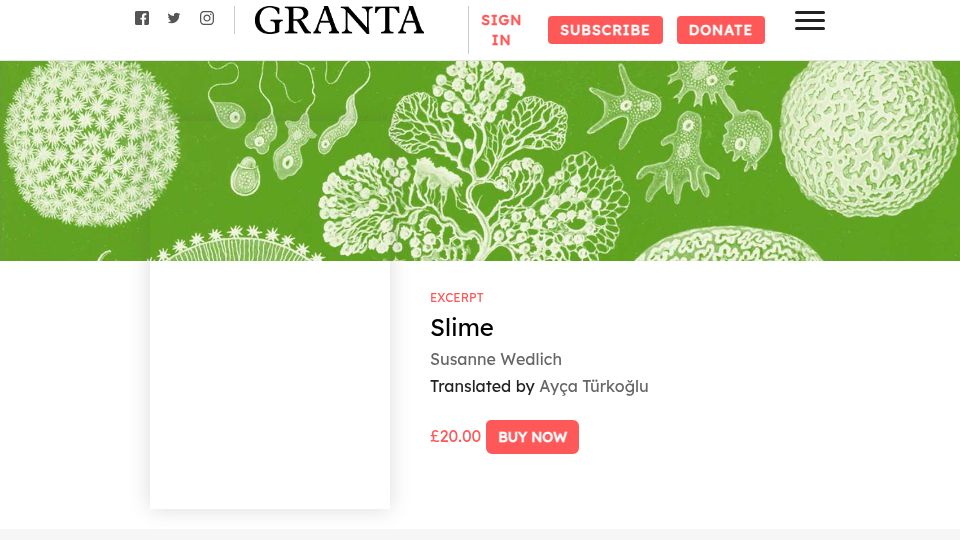 Screenshot of granta.com: Slime (2021)