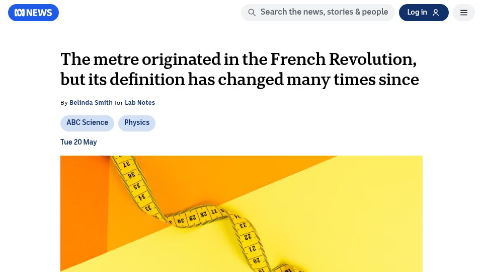 Screenshot of abc.net.au: The metre originated in the French Revolution