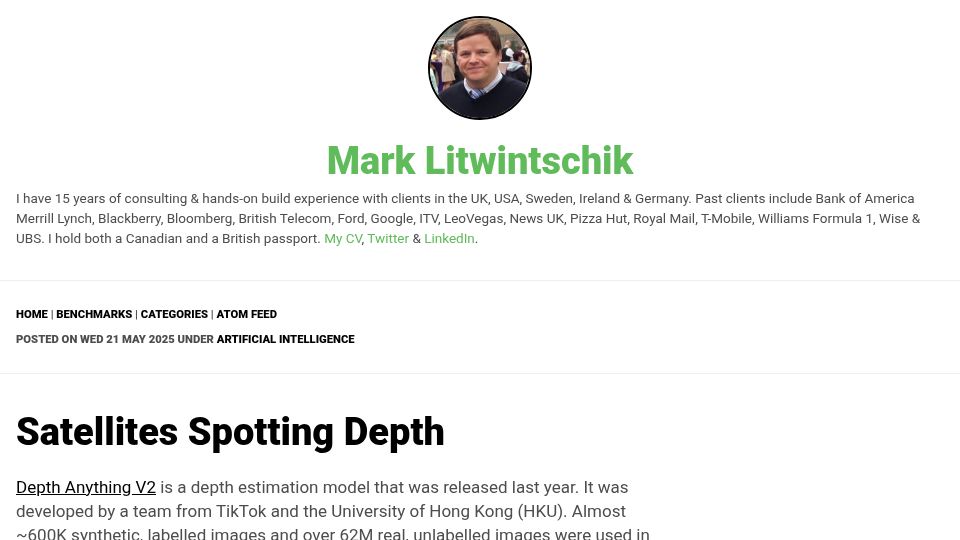 Screenshot of tech.marksblogg.com: Satellites Spotting Depth