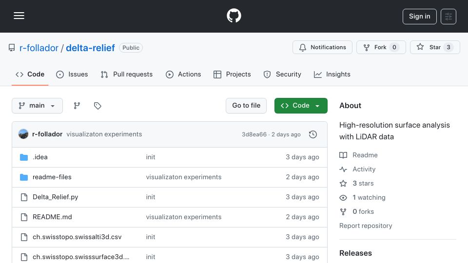 Screenshot of github.com: Show HN: High-resolution surface analysis with Lidar data
