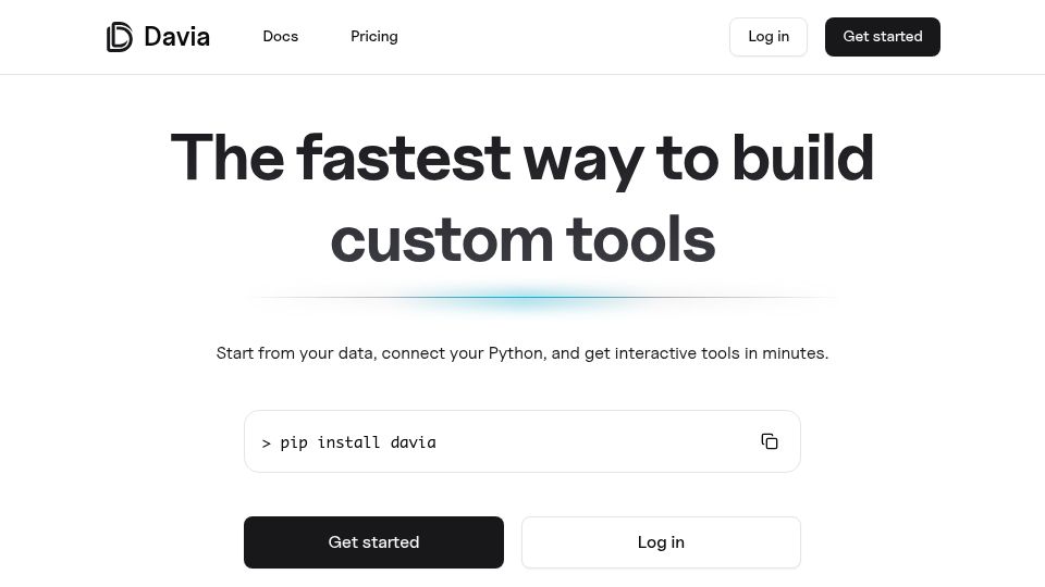 Screenshot of davia.ai: Show HN: Web Apps for Python Devs with Auto-Generated UI