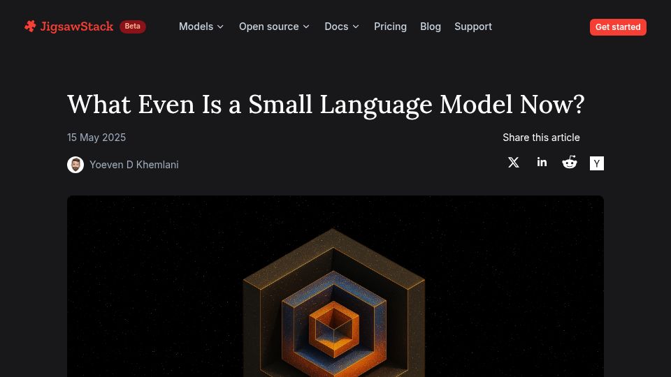 Screenshot of jigsawstack.com: What even is a small language model now?