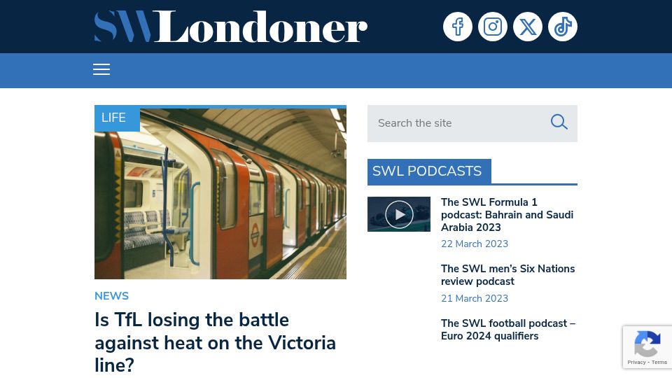 Screenshot of swlondoner.co.uk: Is TfL losing the battle against heat on the Victoria line?