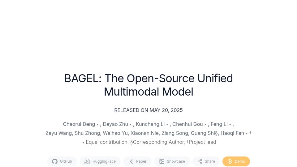 Screenshot of bagel-ai.org: Bagel: Open-source unified multimodal model