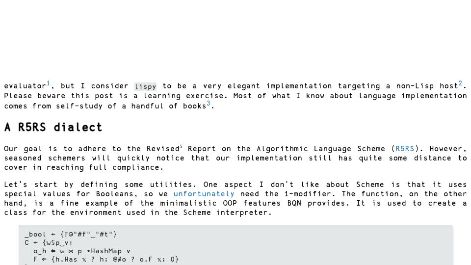 Screenshot of panadestein.github.io: Scheming a mise-en-abîme in BQN
