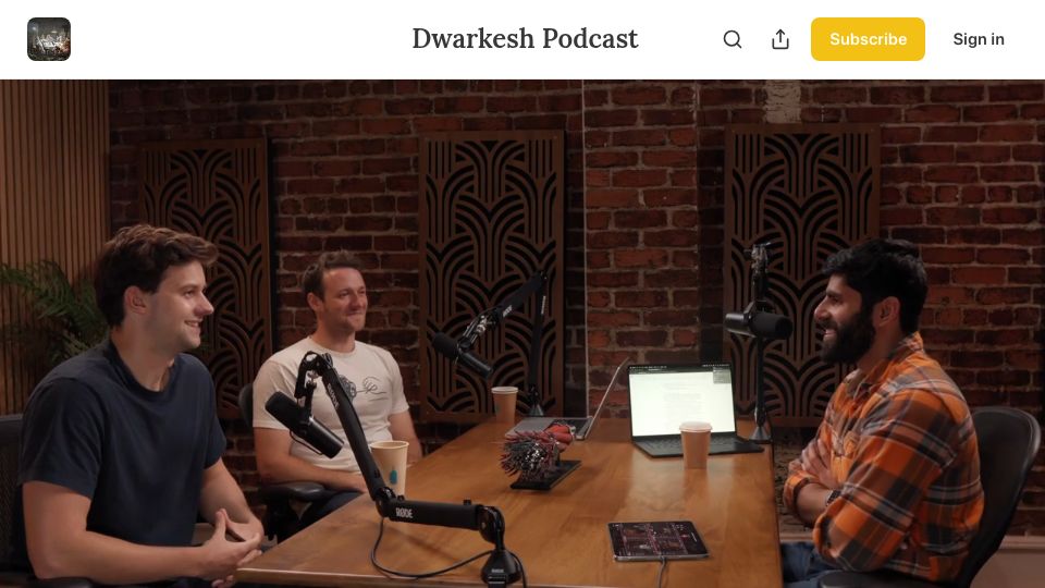 Screenshot of dwarkesh.com: How Does Claude 4 Think? – Sholto Douglas and Trenton Bricken