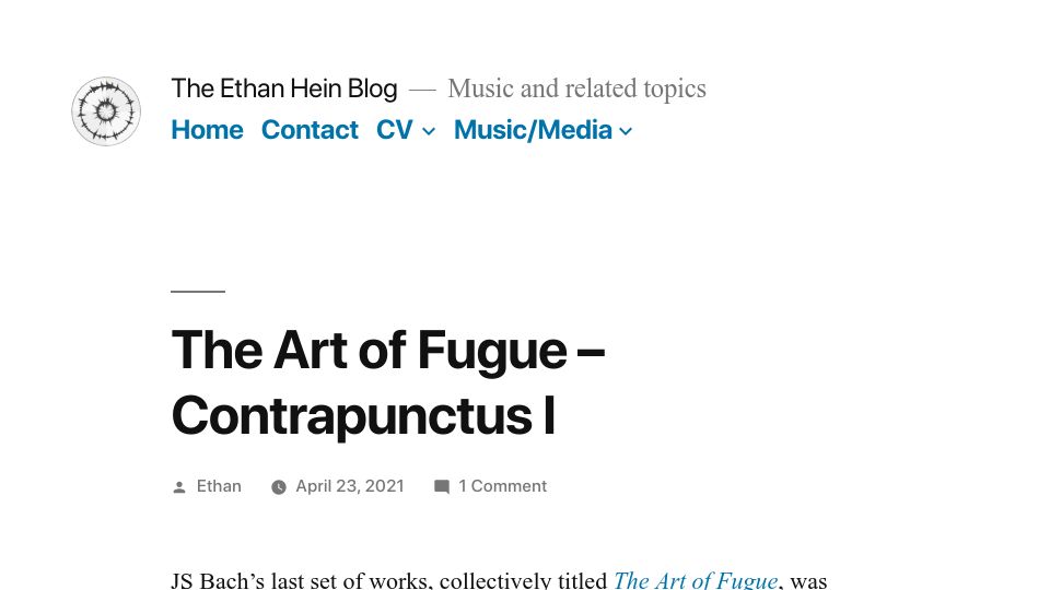 Screenshot of ethanhein.com: The Art of Fugue – Contrapunctus I (2021)