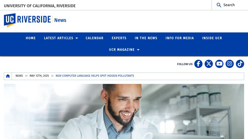 Screenshot of news.ucr.edu: New DSL "MassQL" lets scientists query mass spectrometry data