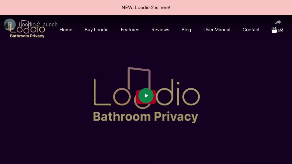 Screenshot of loodio.com: Show HN: Loodio 2 – A Simple Rechargable Bathroom Privacy Device