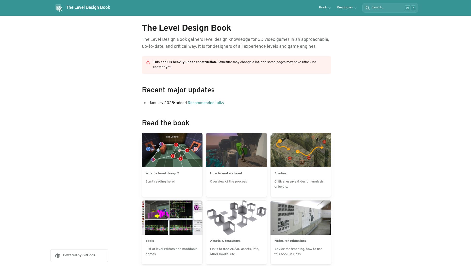 Screenshot of book.leveldesignbook.com: The Level Design Book