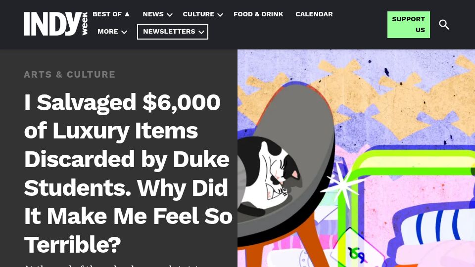 Screenshot of indyweek.com: I salvaged $6k of luxury items discarded by Duke students