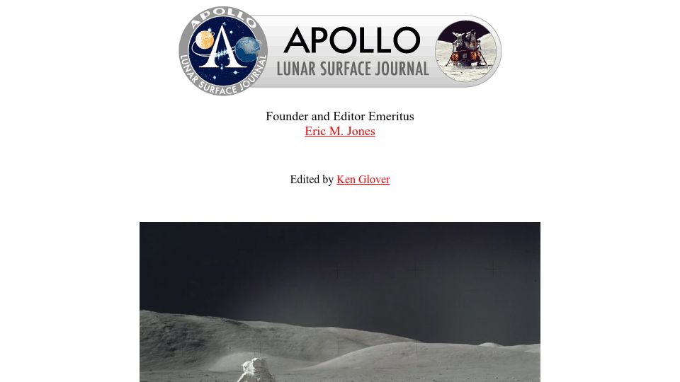 Screenshot of nasa.gov: Apollo Lunar Surface Journal