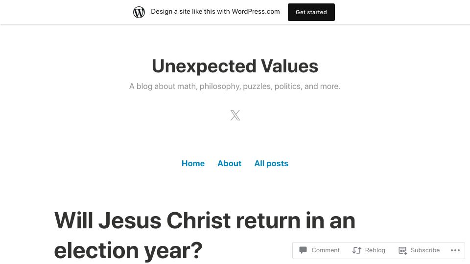 Screenshot of ericneyman.wordpress.com: The Polymarket users betting on when Jesus will return