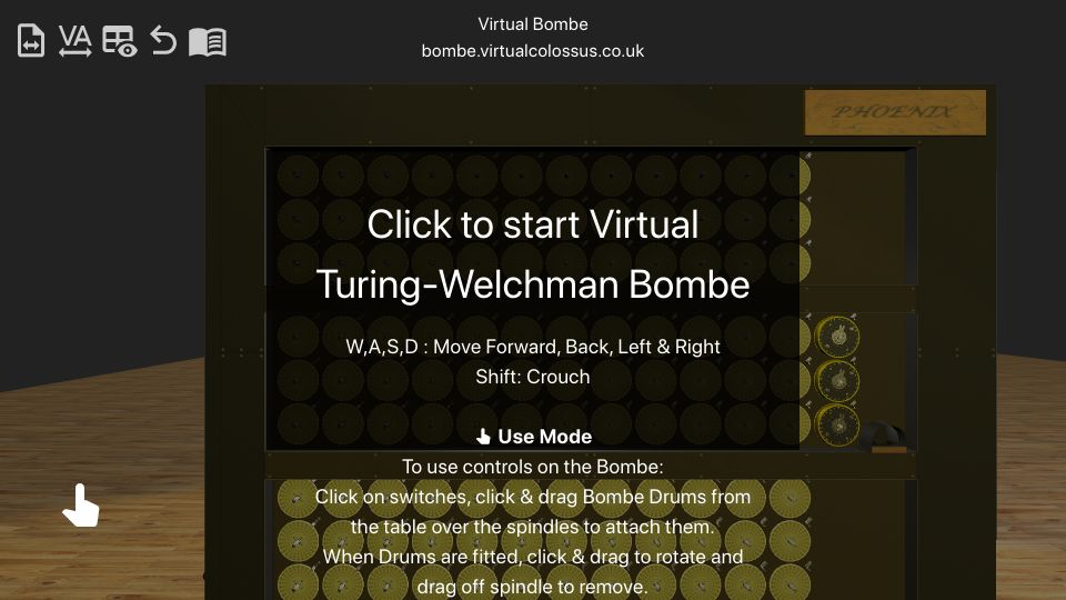 Screenshot of bombe.virtualcolossus.co.uk: 3D Simulation of the Bombe Machine