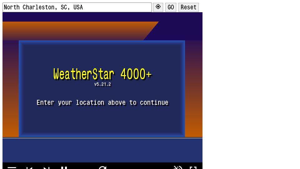Screenshot of weatherstar.netbymatt.com: WeatherStar 4000+: Weather Channel Simulator