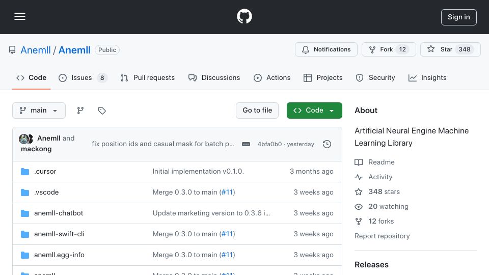 Screenshot of github.com: Run LLMs on Apple Neural Engine (ANE)
