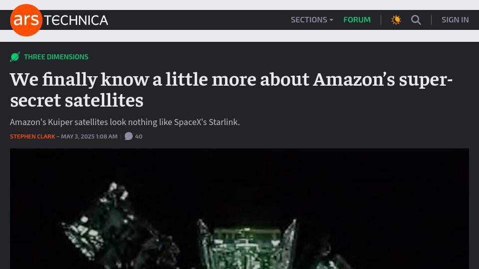 Screenshot of arstechnica.com: We know a little more about Amazon's satellites