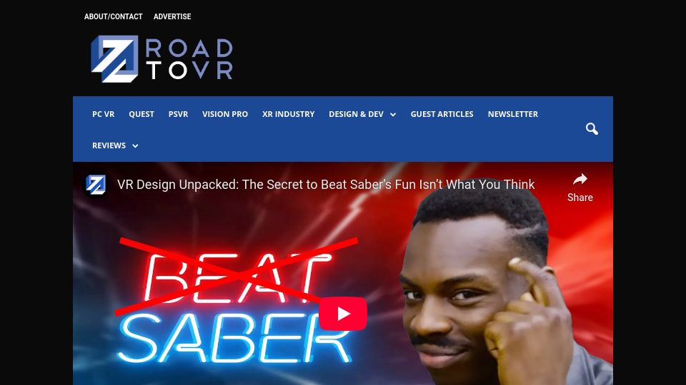 Screenshot of roadtovr.com: VR Design Unpacked: The secret to Beat Saber's fun