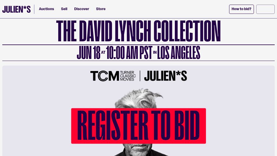Screenshot of juliensauctions.com: The David Lynch Collection