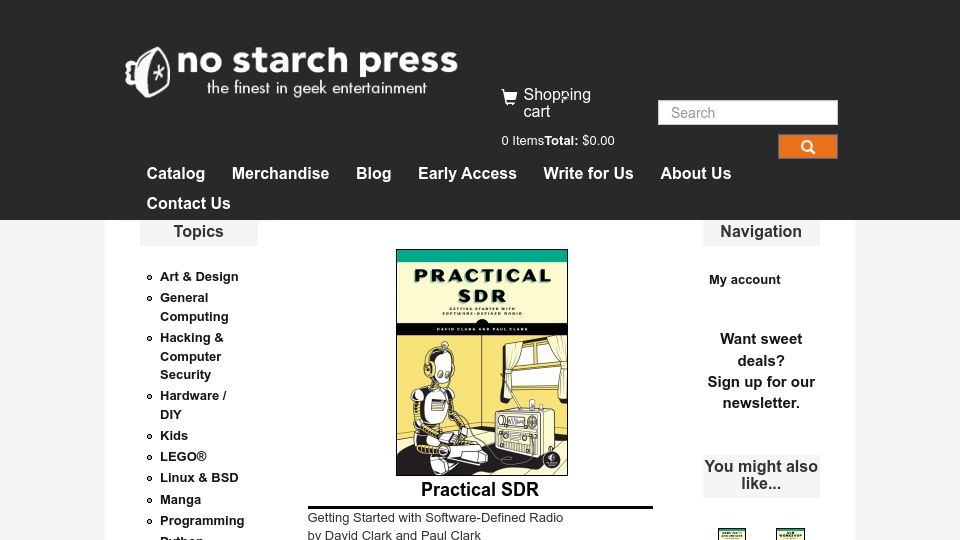 Screenshot of nostarch.com: Practical SDR: Getting started with software-defined radio