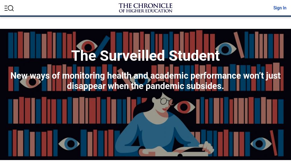 Screenshot of chronicle.com: The Surveilled Student (2021)