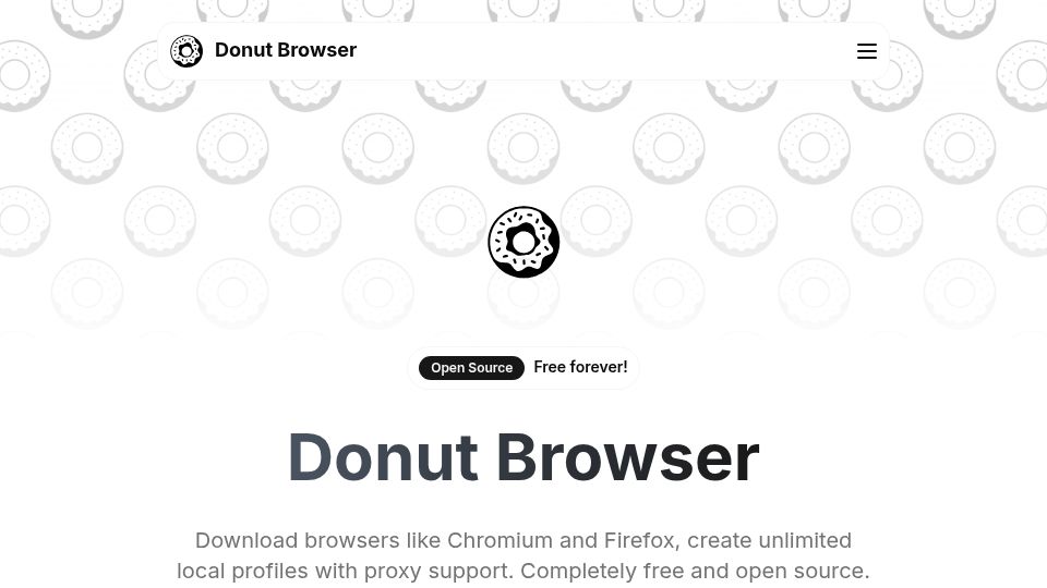Screenshot of donutbrowser.com: Show HN: Donut Browser, a Browser Orchestrator