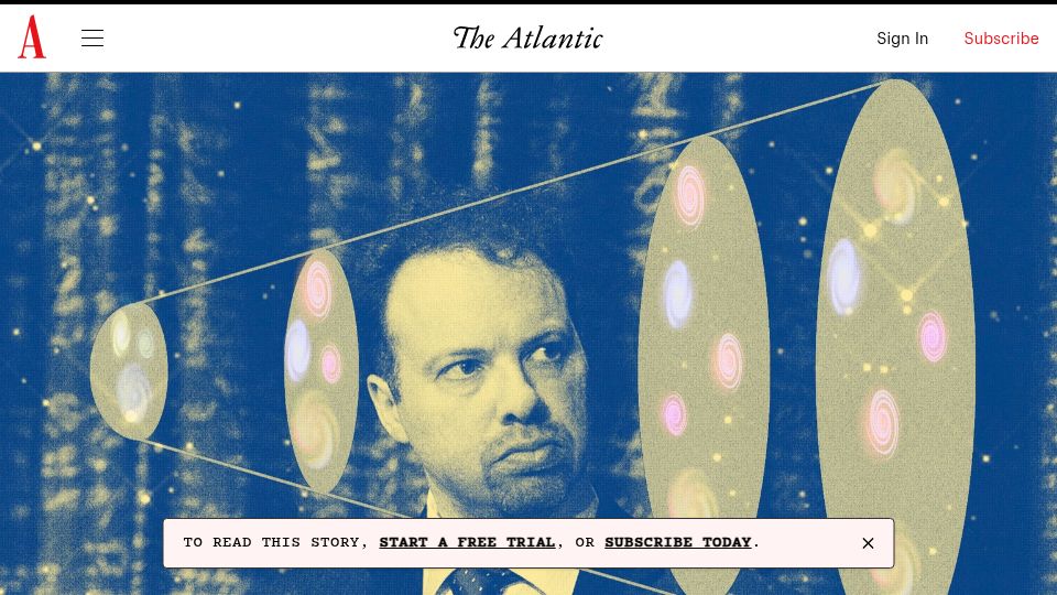 Screenshot of theatlantic.com: Adam Riess and the Hubble tension