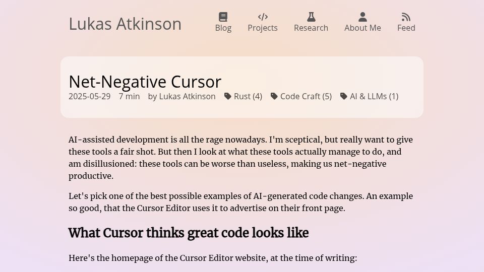 Screenshot of lukasatkinson.de: Net-Negative Cursor