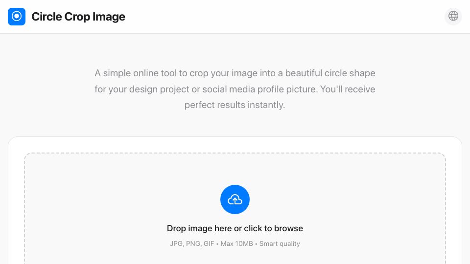 Screenshot of circlecropimage.io: Show HN: Circle Crop Image