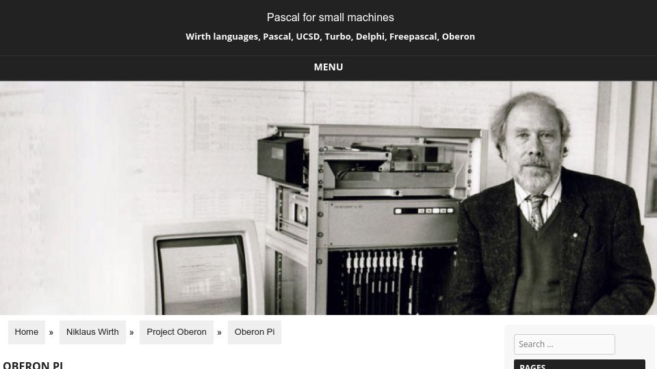 Screenshot of pascal.hansotten.com: Oberon Pi