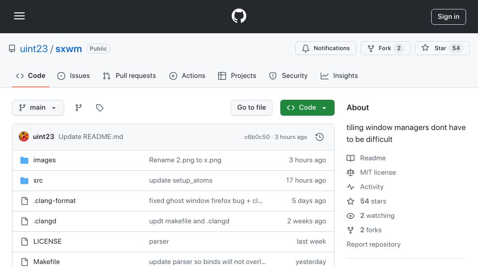 Screenshot of github.com: Switch to a tiling-window-manager TODAY