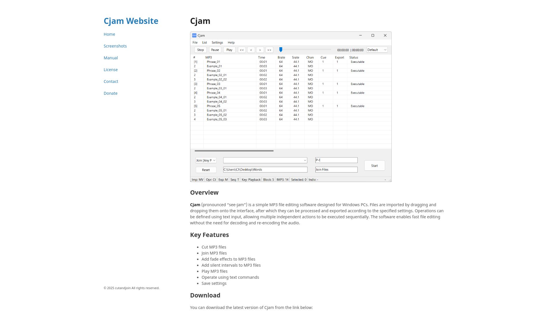 Screenshot of cjmapp.net: Show HN: MP3 File Editor for Bulk Processing