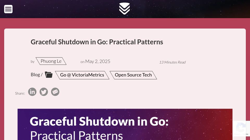 Screenshot of victoriametrics.com: Graceful Shutdown in Go: Practical Patterns
