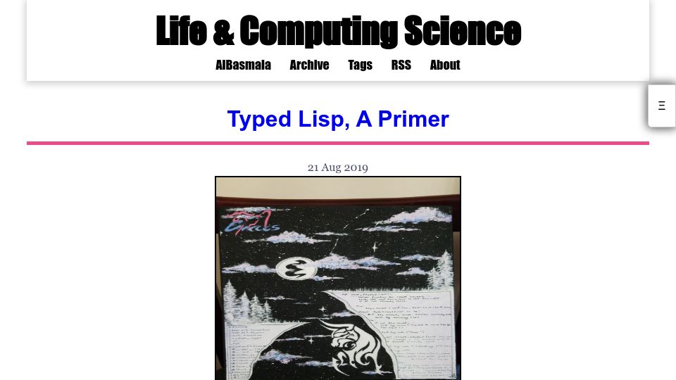 Screenshot of alhassy.com: Typed Lisp, a Primer