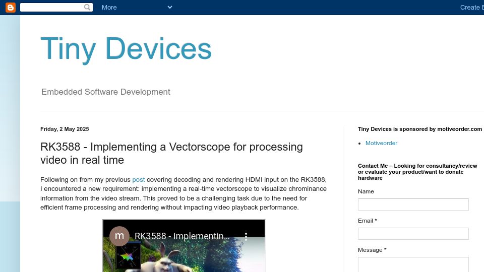 Screenshot of jas-hacks.blogspot.com: RK3588 – Implementing a Vectorscope for processing video in real time