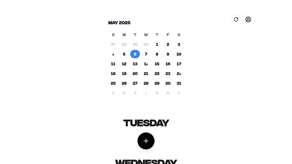 Screenshot of weeklong.life: Show HN: I built a 7-day calendar app – no months or years, just the next 7 days