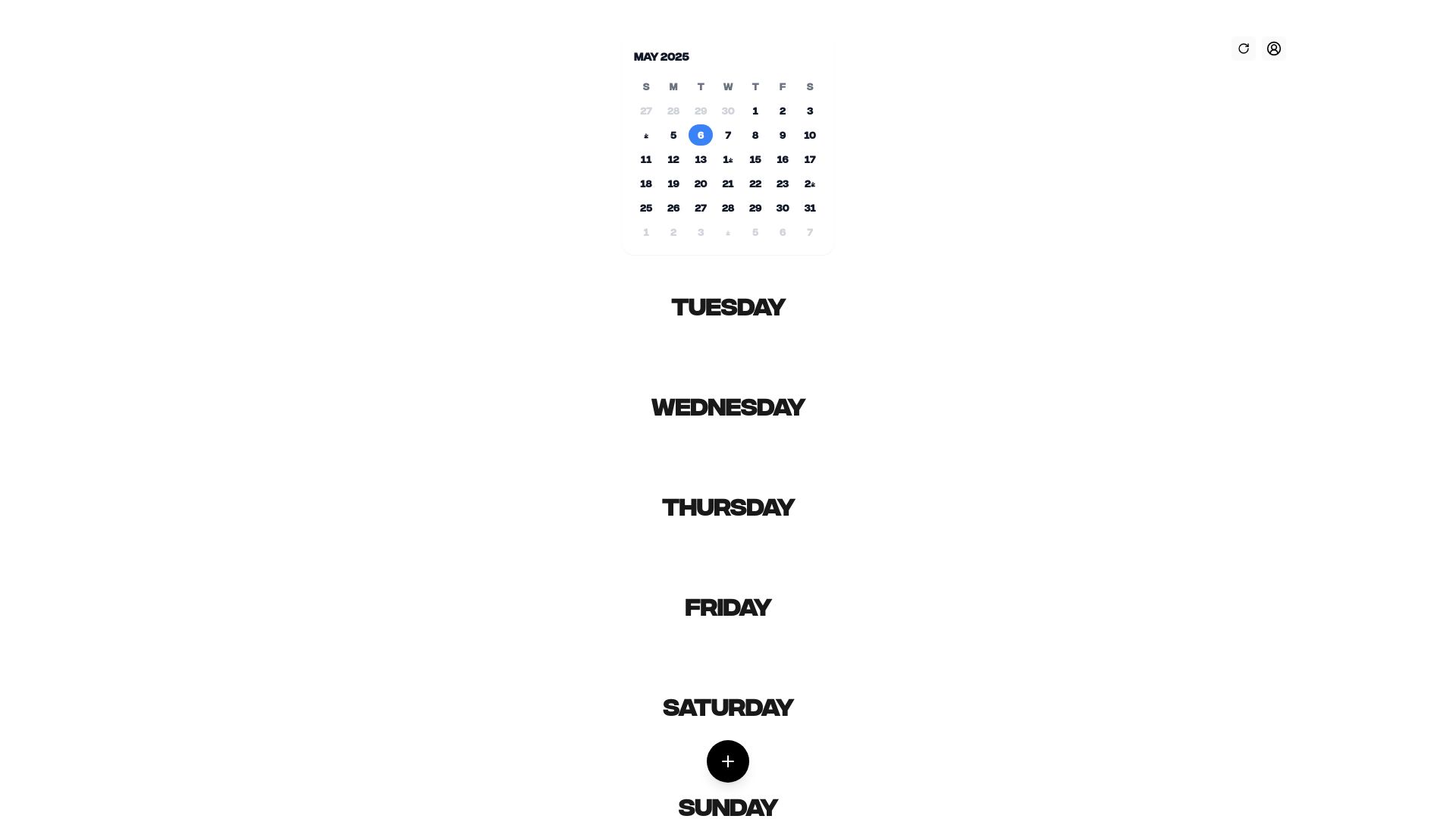 Screenshot of weeklong.life: Show HN: I built a 7-day calendar app – no months or years, just the next 7 days
