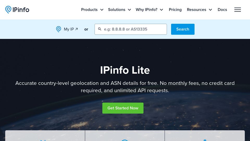 Screenshot of ipinfo.io: IPinfo started offering free unlimited country-level geolocation and ASN details