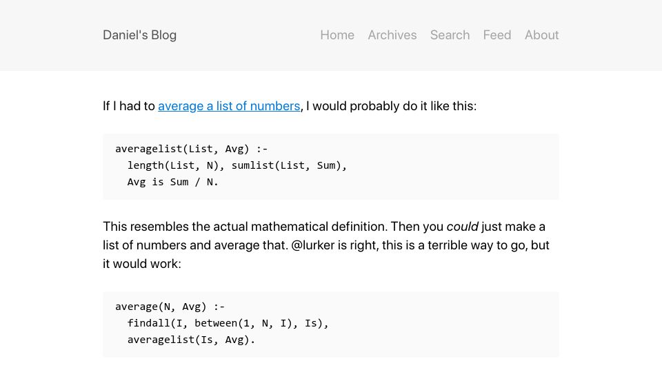 Screenshot of storytotell.org: How to Average in Prolog (2017)
