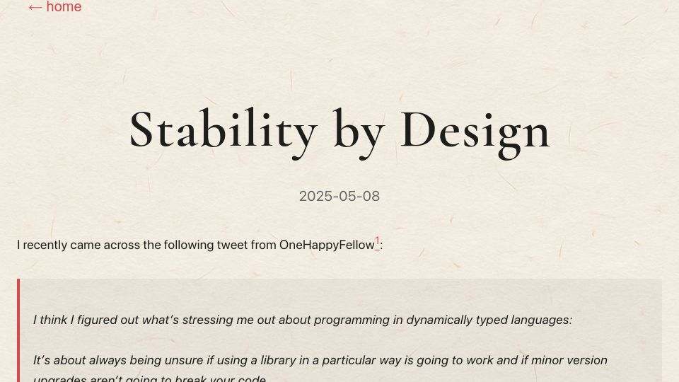 Screenshot of potetm.com: Stability by Design