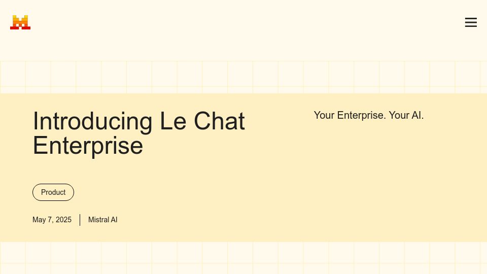 Screenshot of mistral.ai: Mistral ships Le Chat – enterprise AI assistant that can run on prem