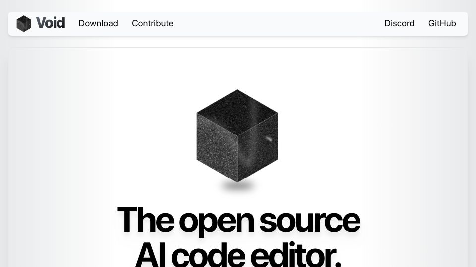 Screenshot of github.com: Void: Open-source Cursor alternative